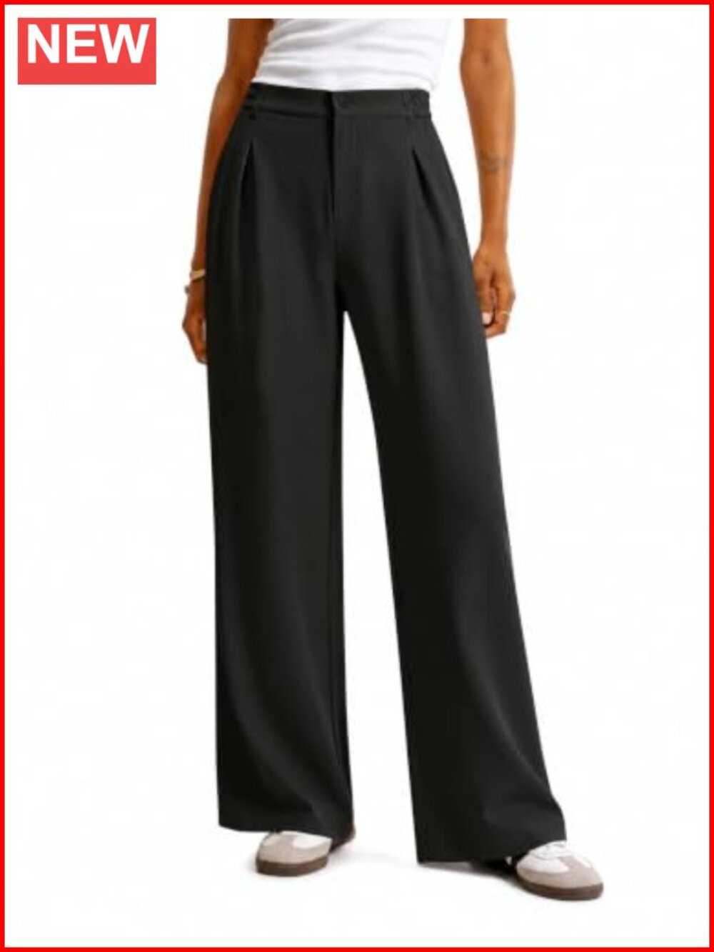 Wide Leg Dress Pants Office Work Trousers with Pockets